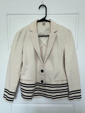 J Crew Academy Schoolboy Blazer Cream Navy Stripe Size S Jacket Nautical Preppy